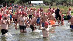 Start für das Durchschwimmen der Elbe.