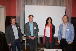 Führten durch den Abend (v.l.): Oberbürgermeister Bert Knoblauch, Friedrich Allendorf, Andrea Silber vom Solepark, Wirtschaftsrats-Vorsitzender Mario Babock. © Stadt Schönebeck IMG 1064