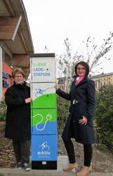 Stadtwerke Schönebeck und Solepark nehmen E-Bike-Ladestation in Betrieb © SOLEPARK E-Ladesäule am Solequell in Schönebeck