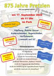 Pretzien feiert 875 Jahre © Pretzien Plakat