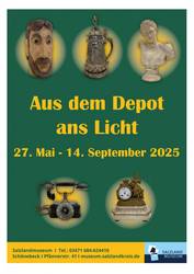 Plakat zur Sonderausstellung. © Veranstalter Plakat auf grünem Untergrund mit gelber Schrift zur Sonderausstellung des Salzlandmuseums.