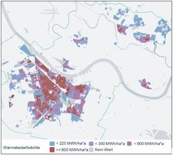 Wärmebedarfsdichte © Stadt Schönebeck (Elbe) Die Wärmebedarfsdichte zeigt an, in welchen Bereichen ein besonders hoher Wärmeverbrauch besteht. Diese Gebiete werden hinsichtlich der Fernwärmeversorgung näher untersucht.