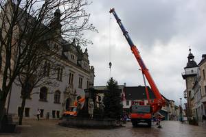 Bauhof stellt die Weihnachtsbäume für 2025 © Stadt Schönebeck (Elbe) Im Namen der Stadt bedanke sich Constanze Pohlan vom Sachgebiet Kultur und Sport bei allen Beteiligten für die erfolgreichen Umsetzungen der "Weihnachtsbäume".