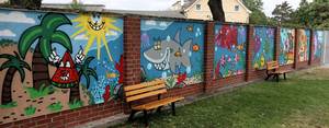 Die gestaltete Wand des Jugendclubs Young Generation. © Stadt Schönebeck (Elbe) Die gestaltete Wand des Jugendclubs Young Generation.