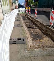 Bushaltestelle während des Ausbaus. © Stadt Schönebeck (Elbe) Bushaltestelle während des Ausbaus.