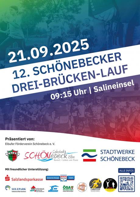 Drei-Brücken-Lauf 2025 Plakat &copy; Stadt Schönebeck (Elbe)
