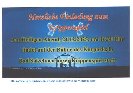 Einladung zum Krippenspiel. &copy; Veranstalter