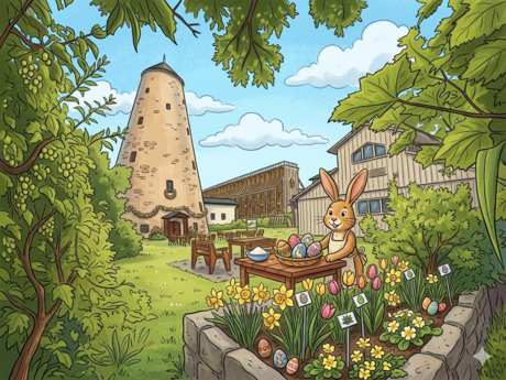 Ostern im Kunsthof /KI generiert