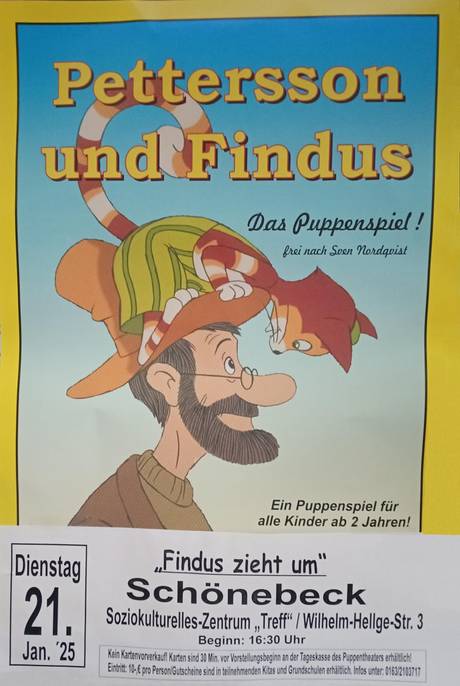 Plakat Petterson und Findus Puppentheater Noldin © Veranstalter