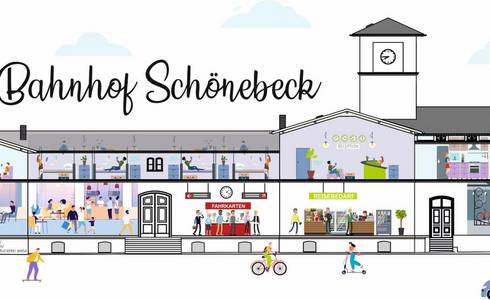 Die Studie der SWB zeigt das geplante Vorhaben für das Bahnhofgebäude.